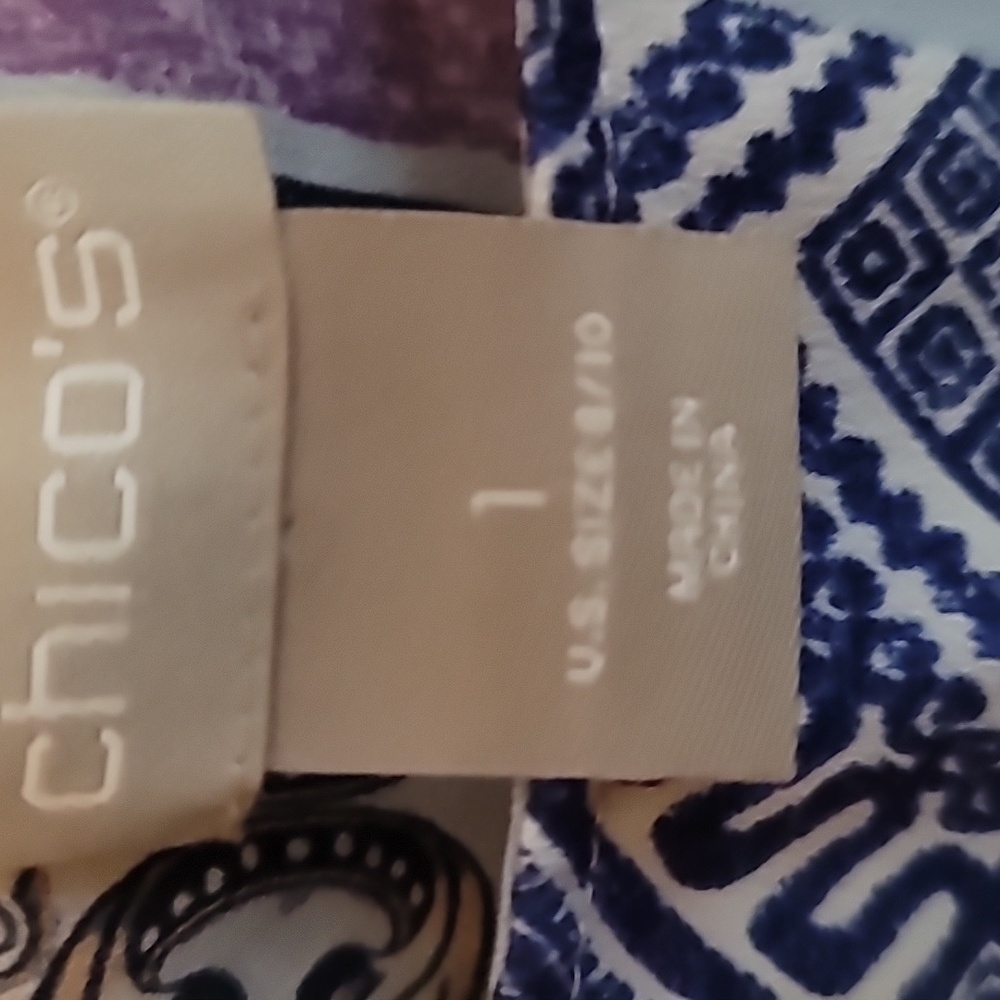 Chico Mixed-Print Flutter-Sleeve Top Sz1 (8) - image 4